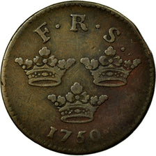 Coin, Sweden, Frederick I, Ore, K.M., 1750, EF(40-45), Copper, KM:383.1