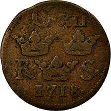 Coin, Sweden, Carl XII, 1/6 Ore, S.M., 1718, VF(30-35), Copper, KM:334