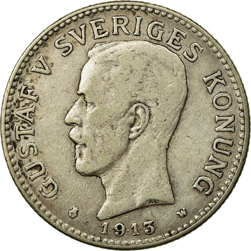 Coin, Sweden, Gustaf V, 2 Kronor, 1913, EF(40-45), Silver, KM:787