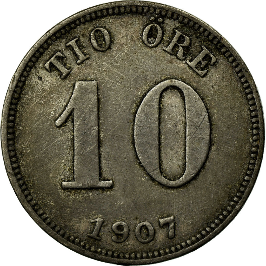 Coin, Sweden, Oscar II, 10 Öre, 1907, EF(40-45), Silver, KM:774