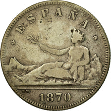 Coin, Spain, Provisional Government, 2 Pesetas, 1870, Madrid, VF(20-25), Silver