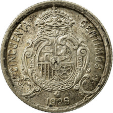 Coin, Spain, Alfonso XIII, 50 Centimos, 1926, Madrid, EF(40-45), Silver, KM:741