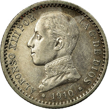 Coin, Spain, Alfonso XIII, 50 Centimos, 1910, Madrid, AU(55-58), Silver, KM:730