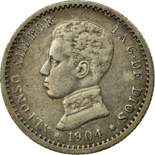 Coin, Spain, Alfonso XIII, 50 Centimos, 1904, Madrid, VF(30-35), Silver, KM:723