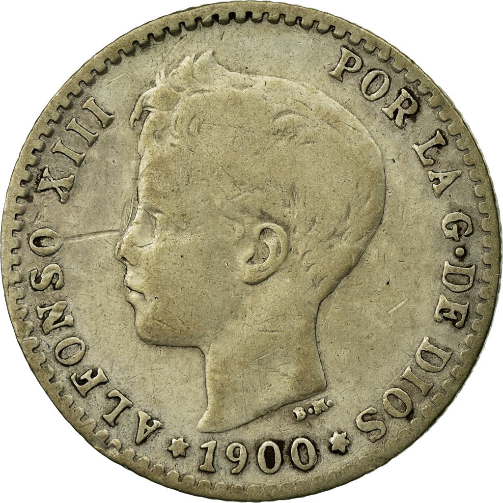 Monnaie, Espagne, Alfonso XIII, 50 Centimos, 1900, Madrid, B+, Argent, KM:705