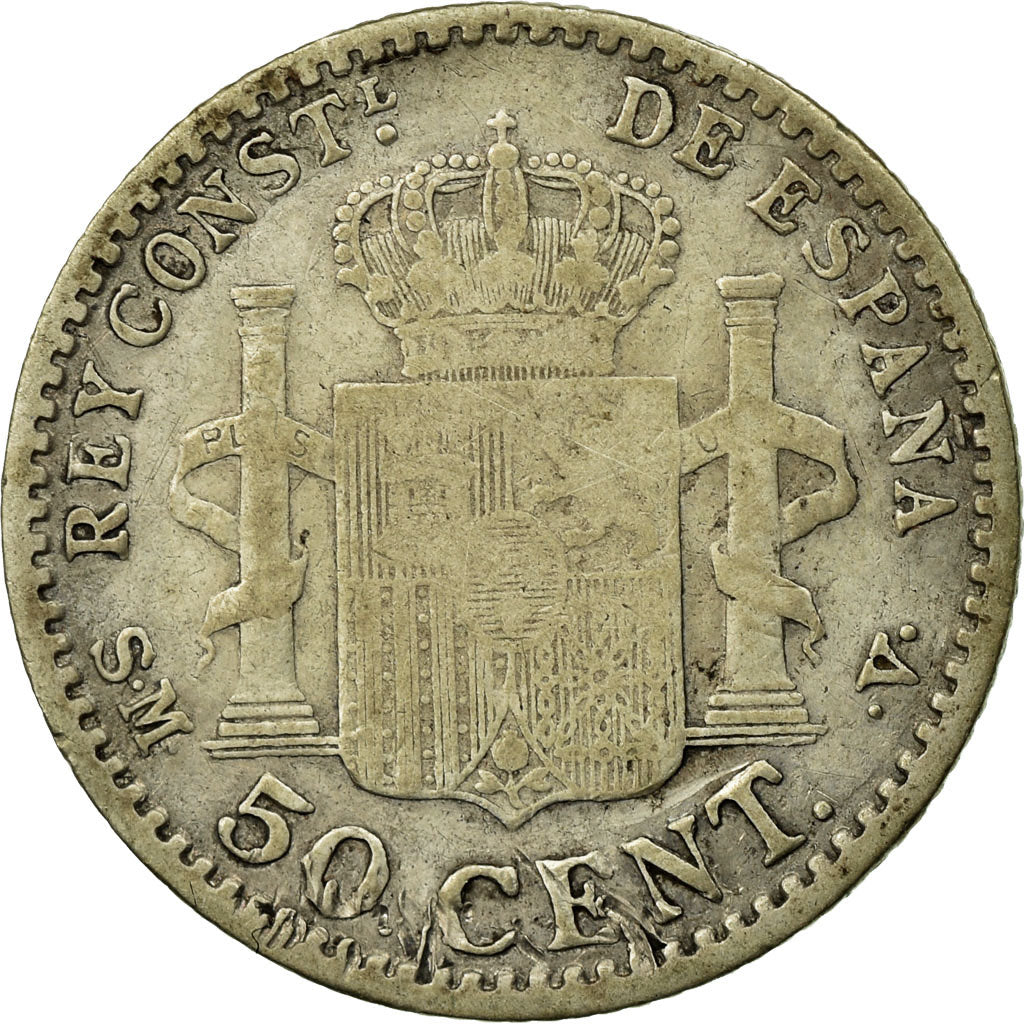 Monnaie, Espagne, Alfonso XIII, 50 Centimos, 1900, Madrid, B+, Argent, KM:705