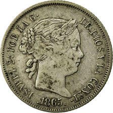 Coin, Spain, Isabel II, 40 Centimos, 1865, Madrid, VF(30-35), Silver, KM:628.2