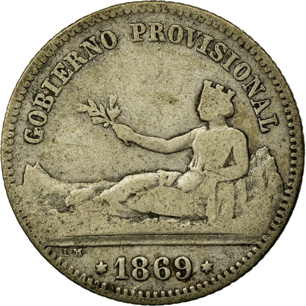Monnaie, Espagne, Provisional Government, Peseta, 1869, Madrid, B+, Argent