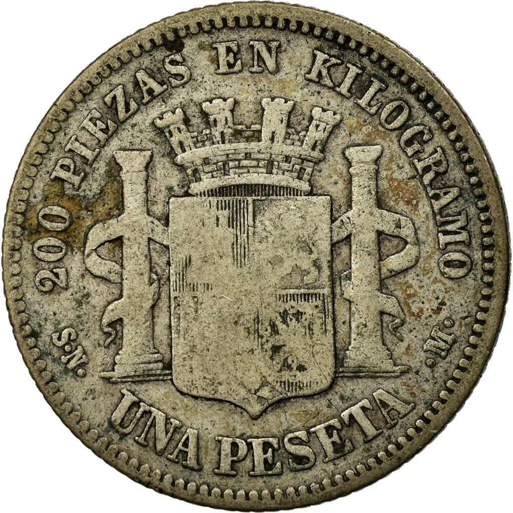 Monnaie, Espagne, Provisional Government, Peseta, 1869, Madrid, B+, Argent