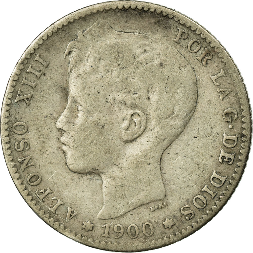 Coin, Spain, Alfonso XIII, Peseta, 1900, Madrid, F(12-15), Silver, KM:706