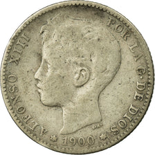 Coin, Spain, Alfonso XIII, Peseta, 1900, Madrid, F(12-15), Silver, KM:706