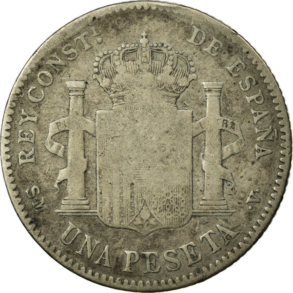 Coin, Spain, Alfonso XIII, Peseta, 1900, Madrid, F(12-15), Silver, KM:706