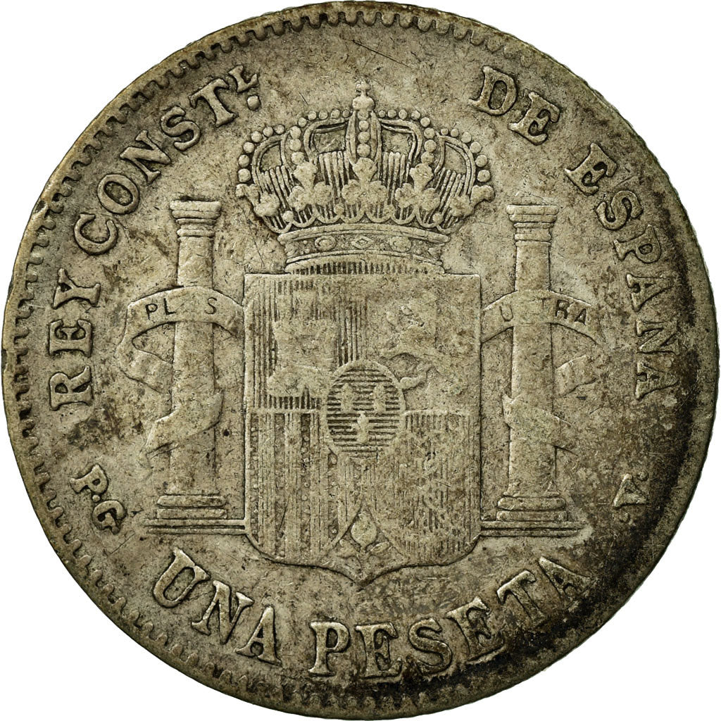 Moneta, Hiszpania, Alfonso XIII, Peseta, 1896, Madrid, F(12-15), Srebro, KM:706
