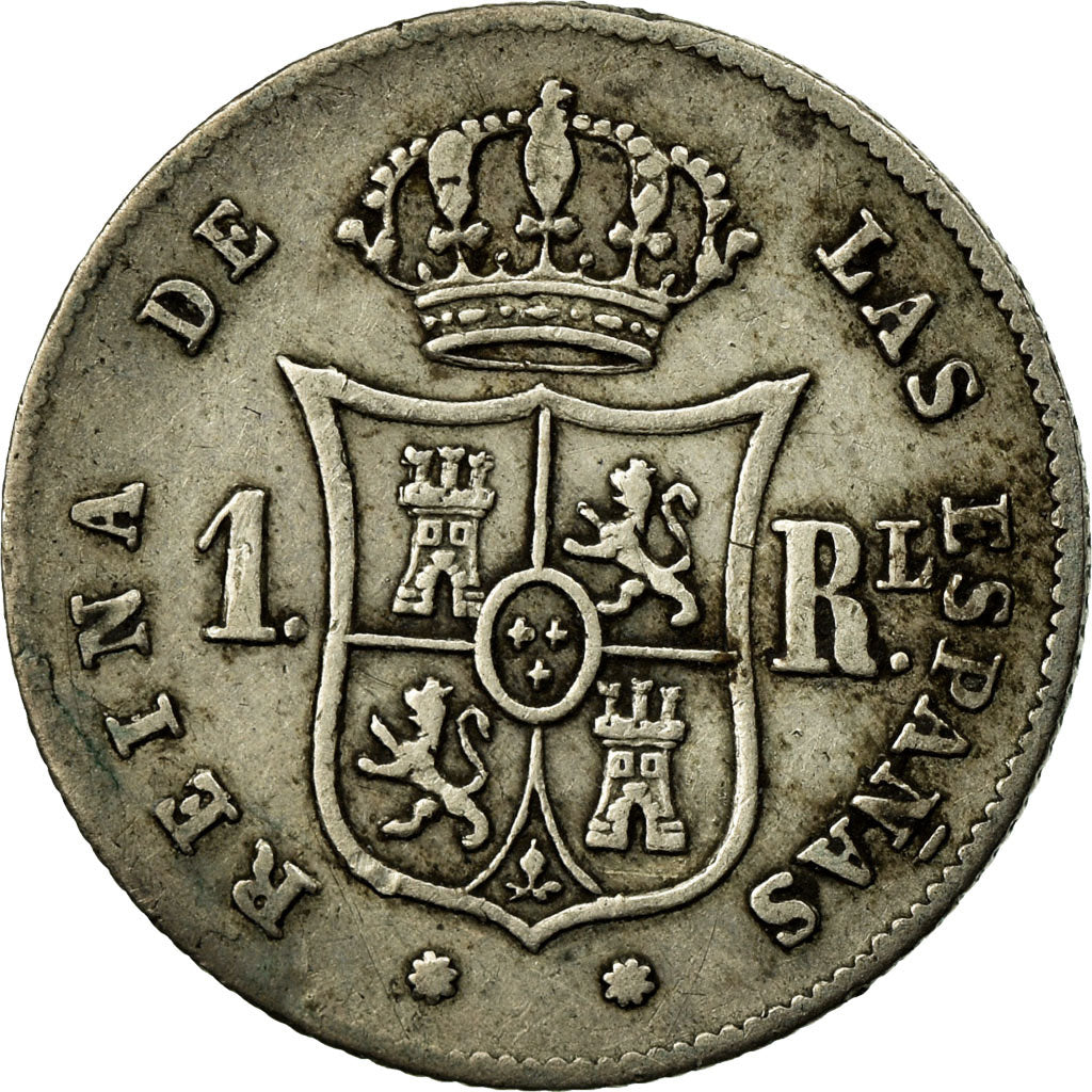 Moeda, Espanha, Isabel II, Real, 1857, Madrid, EF(40-45), Prata, KM:606.1