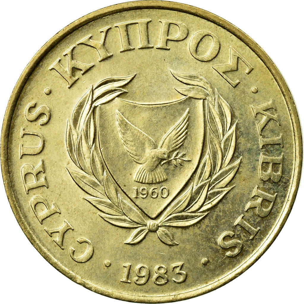 Moneta, Cipro, 5 Cents, 1983, SPL-, Nichel-ottone, KM:55.1
