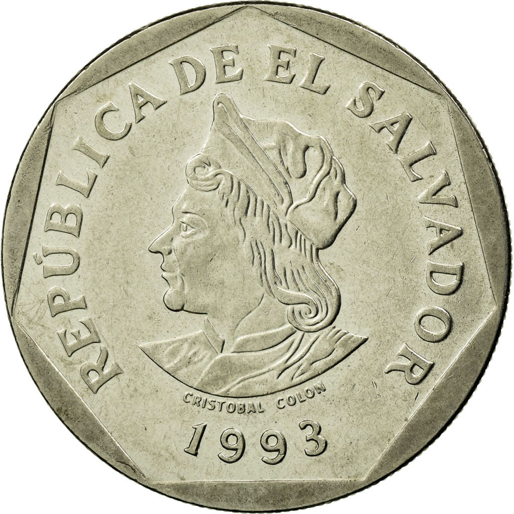Moneta, El Salvador, Colon, 1993, British Royal Mint, BB, Acciaio ricoperto in