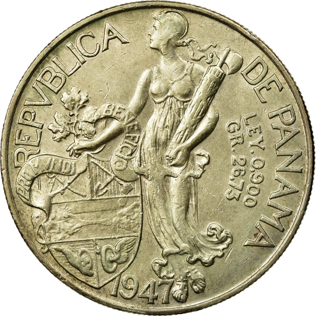 Coin, Panama, Balboa, 1947, EF(40-45), Silver, KM:13
