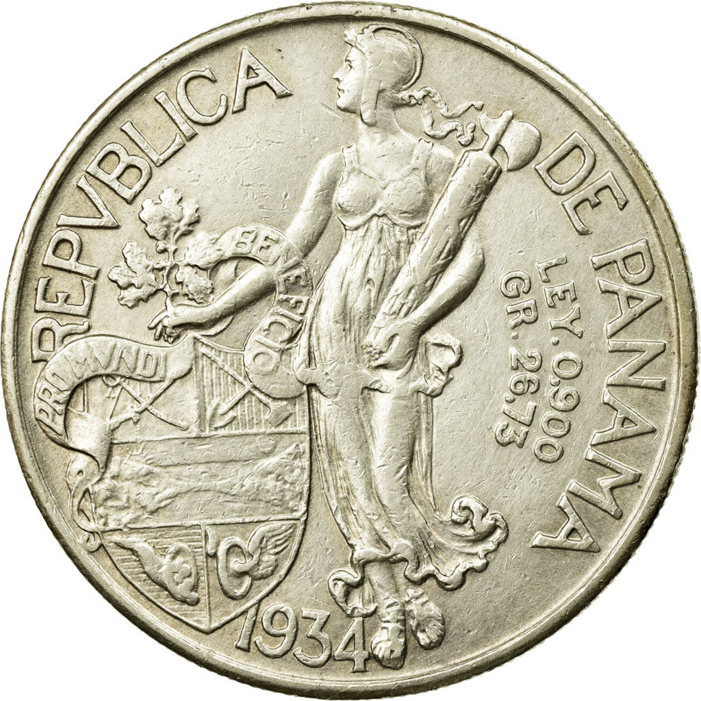 Monnaie, Panama, Balboa, 1934, TTB, Argent, KM:13