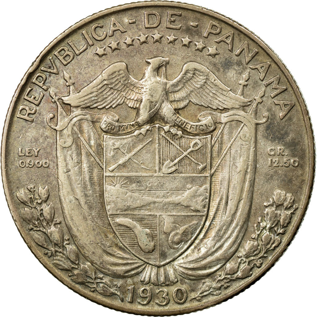 Coin, Panama, 1/2 Balboa, 1930, EF(40-45), Silver, KM:12.1