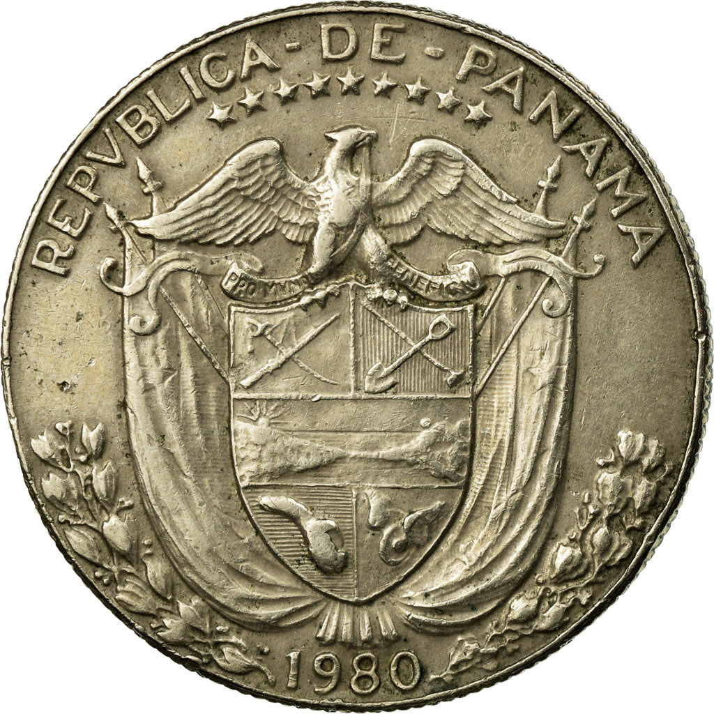 Coin, Panama, 1/2 Balboa, 1980, EF(40-45), Copper-Nickel Clad Copper, KM:12b