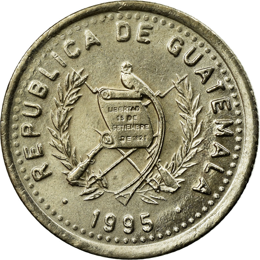 Coin, Guatemala, 5 Centavos, 1995, AU(55-58), Copper-nickel, KM:276.5