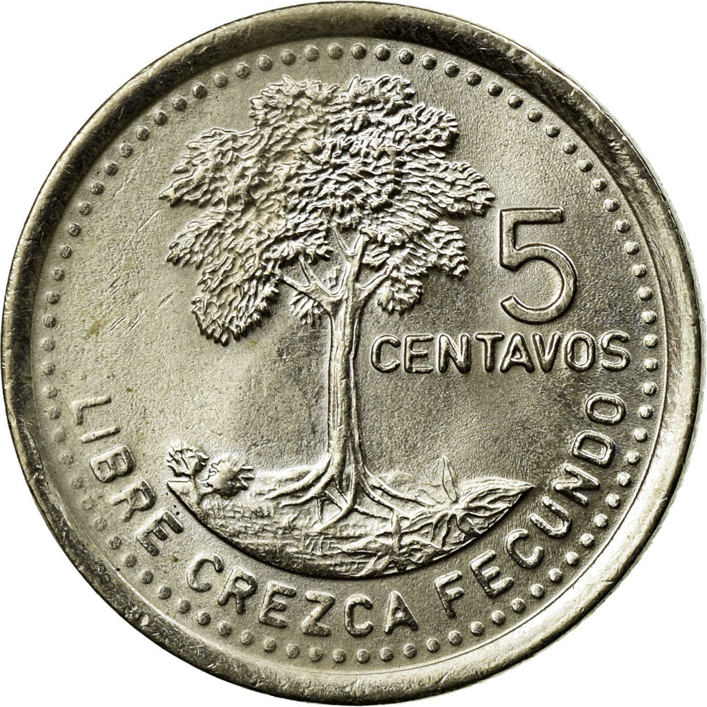 Coin, Guatemala, 5 Centavos, 1995, AU(55-58), Copper-nickel, KM:276.5