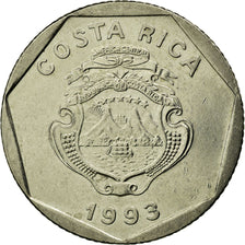 Münze, Costa Rica, 5 Colones, 1993, SS, Nickel Plated Stainless Steel, KM:214.3