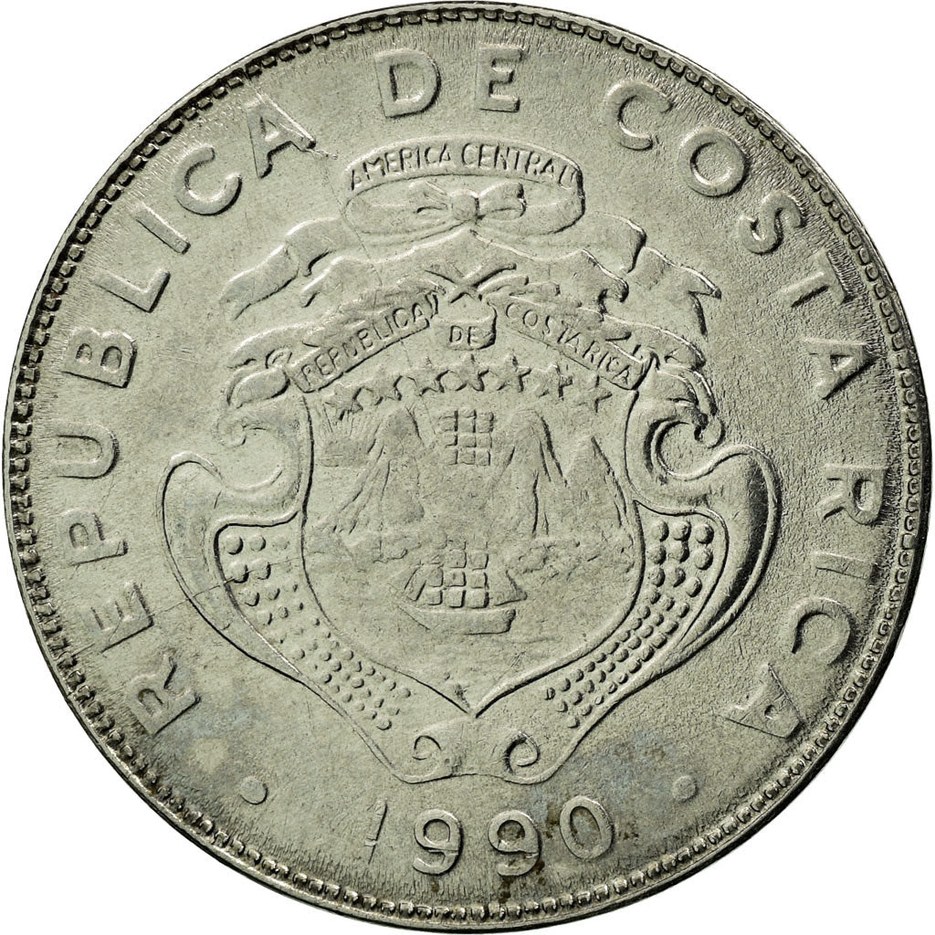 Coin, Costa Rica, 50 Centimos, 1990, EF(40-45), Stainless Steel, KM:209.1