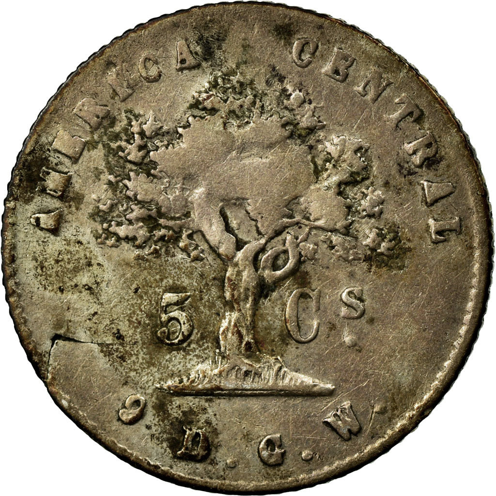 Moneda, Costa Rica, 5 Centavos, 1875, MBC, Plata, KM:110