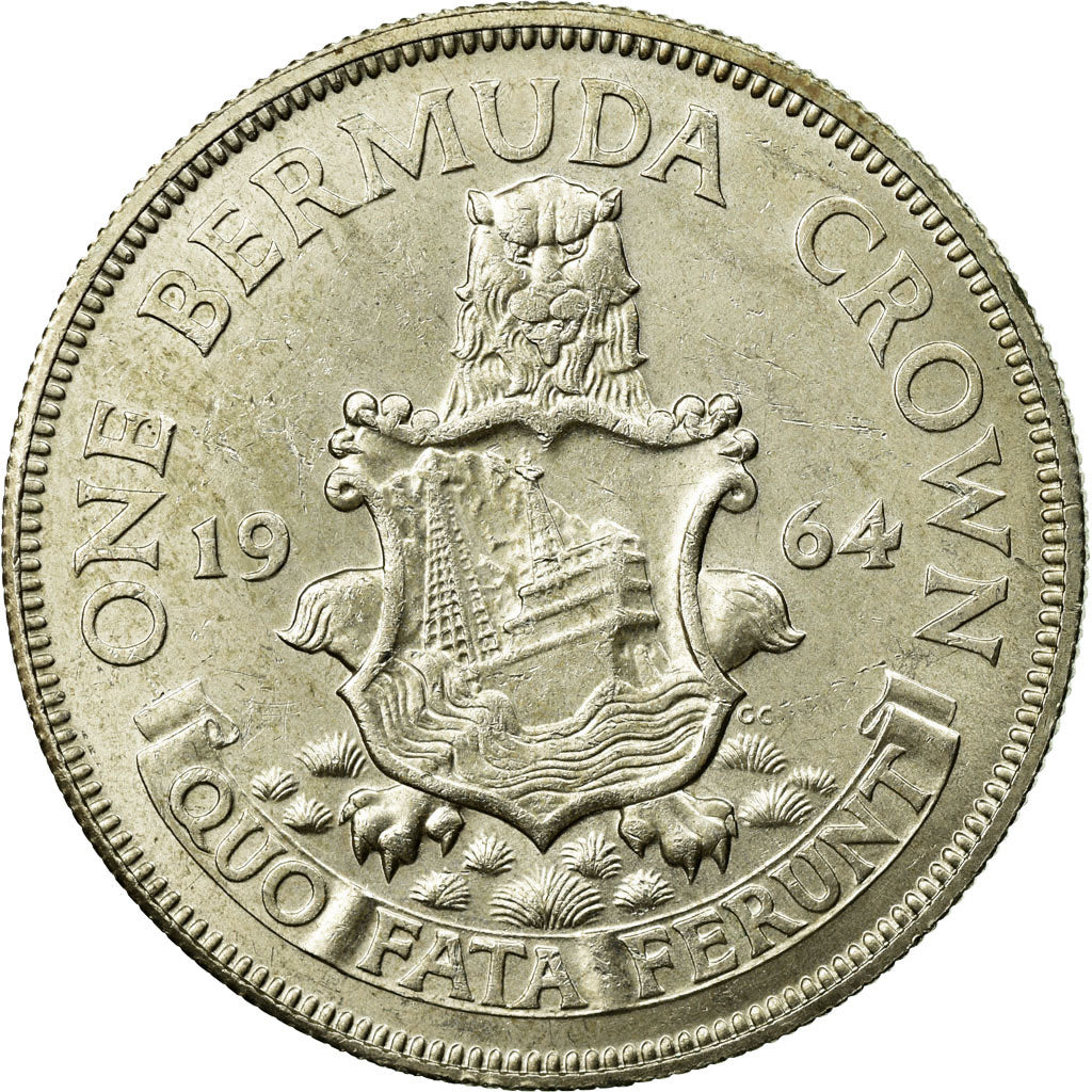 Coin, Bermuda, Elizabeth II, Crown, 1964, EF(40-45), Silver, KM:14