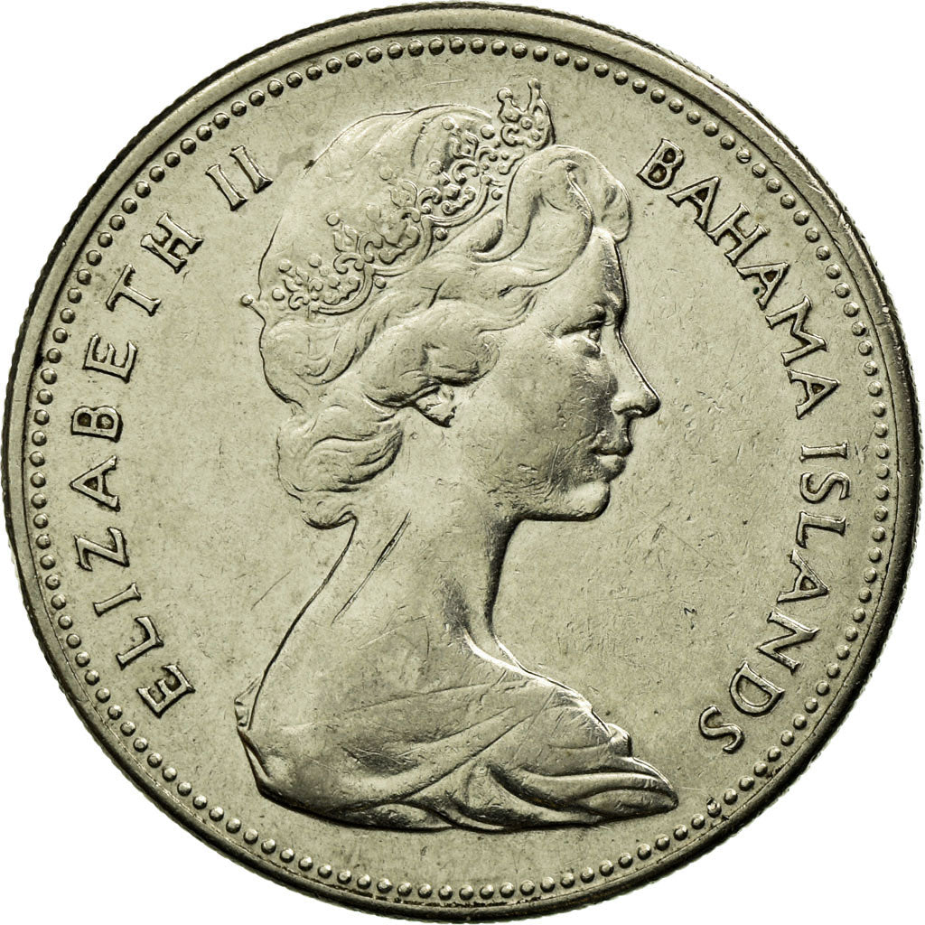 Coin, Bahamas, Elizabeth II, 25 Cents, 1966, Franklin Mint, EF(40-45), Nickel