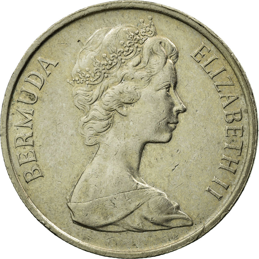 Coin, Bermuda, Elizabeth II, 25 Cents, 1981, EF(40-45), Copper-nickel, KM:18