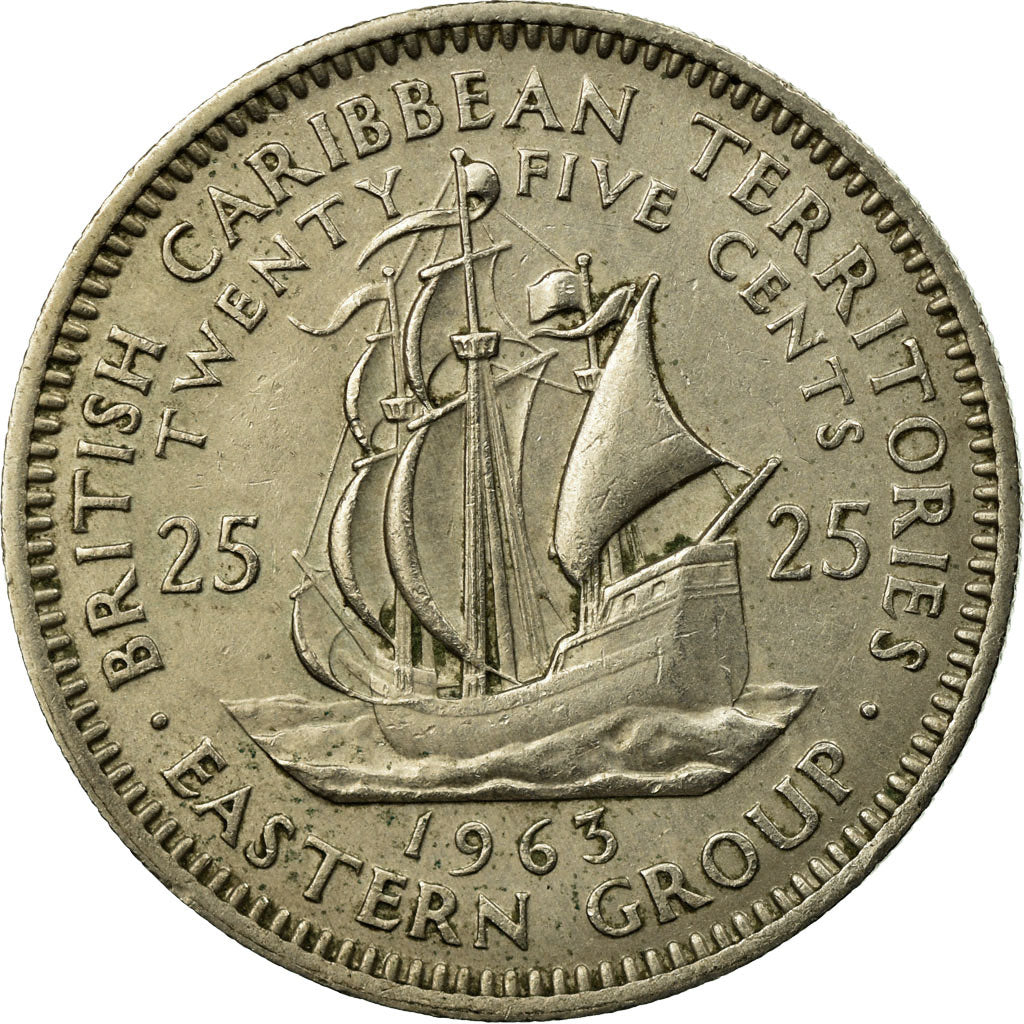 Coin, East Caribbean States, Elizabeth II, 25 Cents, 1963, EF(40-45)