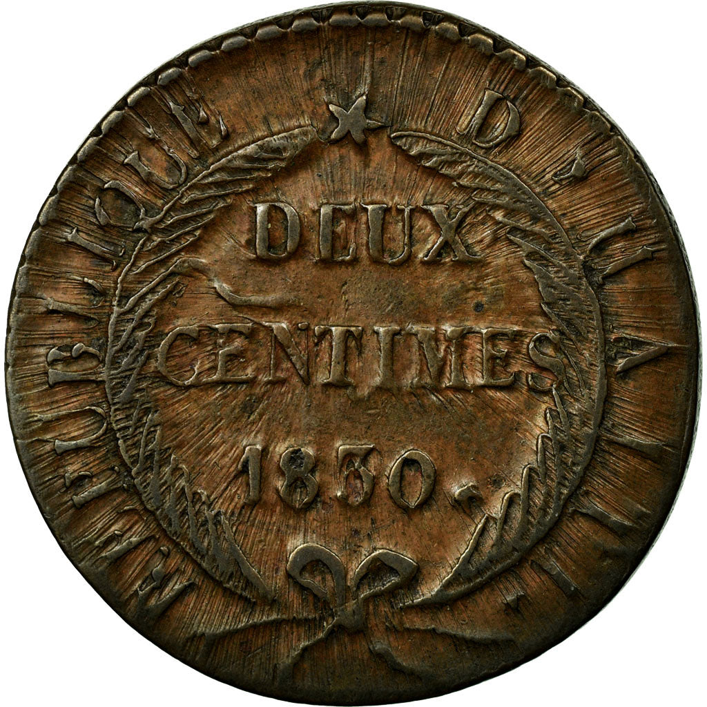 Coin, Haiti, 2 Centimes, 1830, EF(40-45), Copper, KM:A22