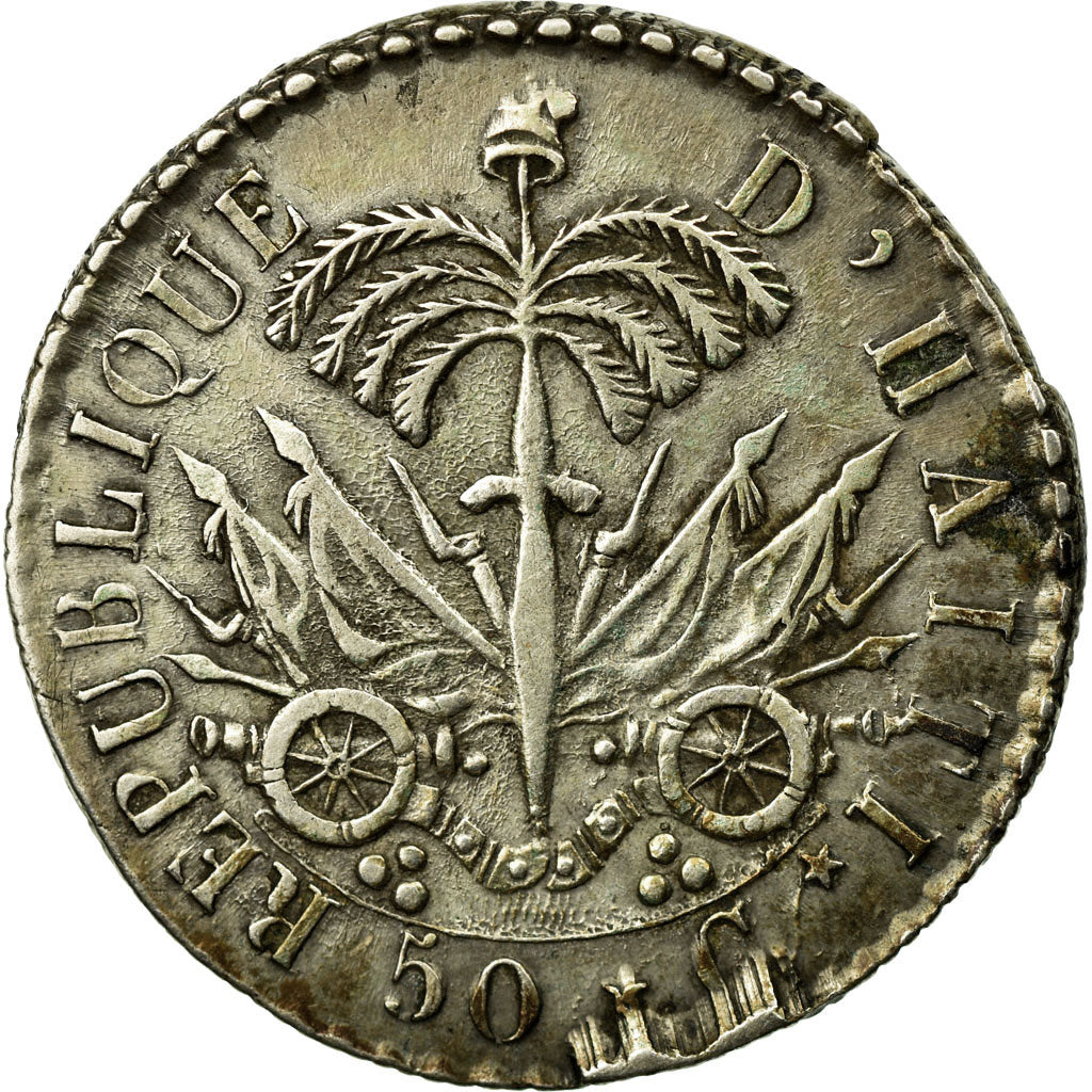 Coin, Haiti, 50 Centimes, 1828, EF(40-45), Silver, KM:20