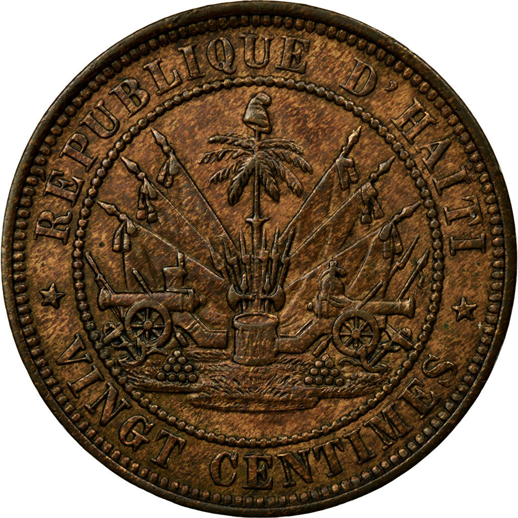 Coin, Haiti, 20 Centimes, 1863, EF(40-45), Bronze, KM:41