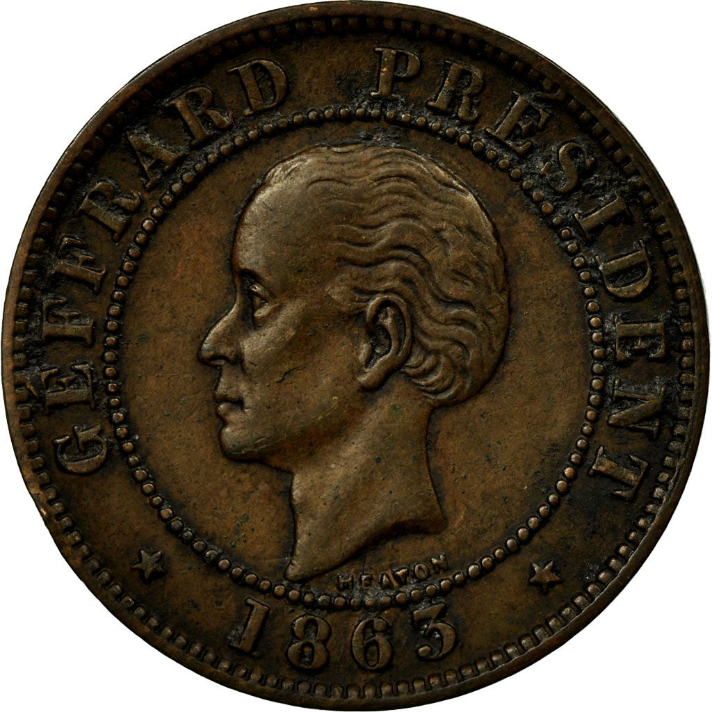 Coin, Haiti, 10 Centimes, 1863, EF(40-45), Bronze, KM:40