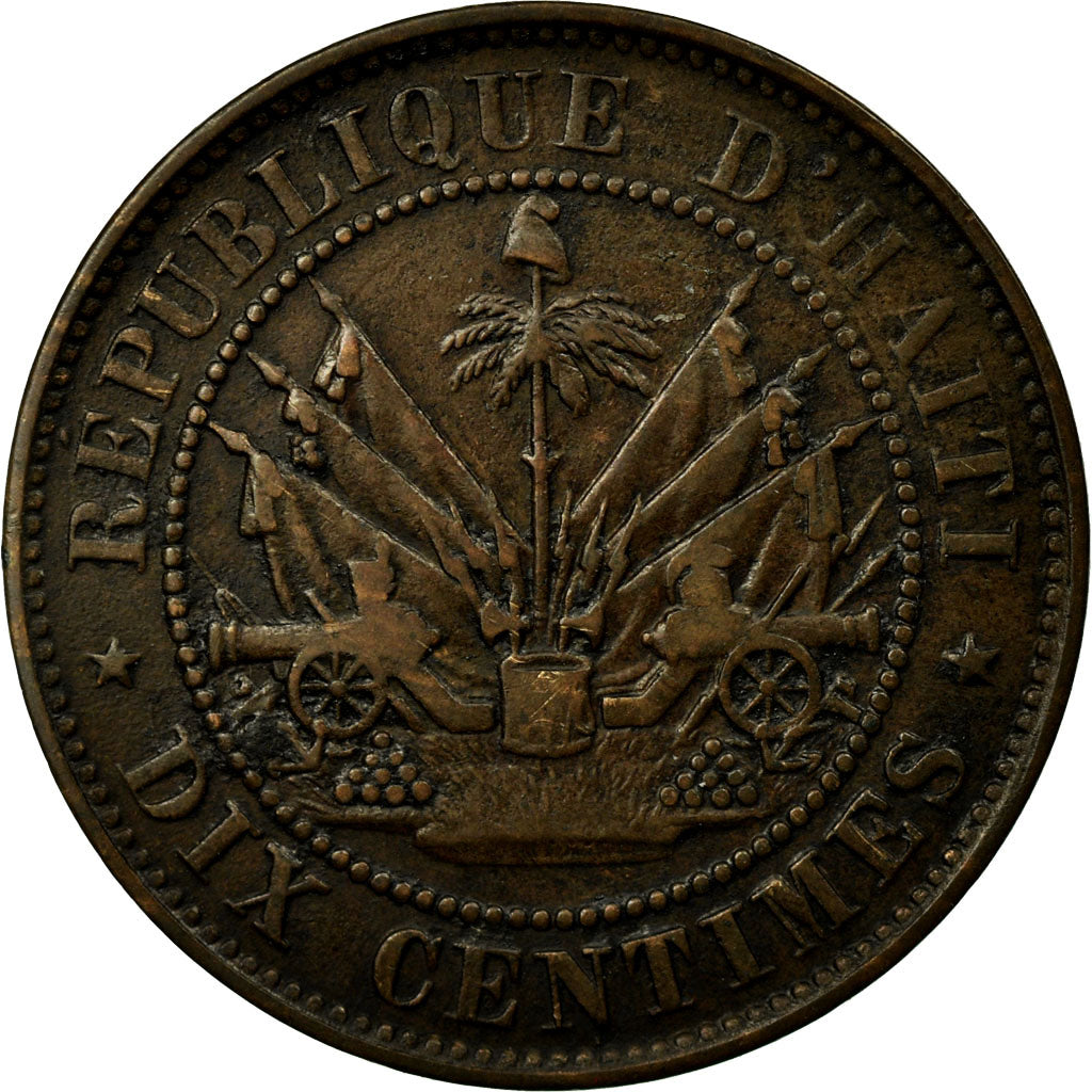 Coin, Haiti, 10 Centimes, 1863, EF(40-45), Bronze, KM:40