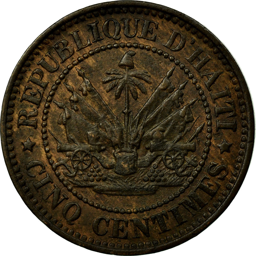 Coin, Haiti, 5 Centimes, 1863, EF(40-45), Bronze, KM:39