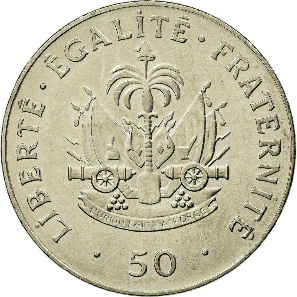 Coin, Haiti, 50 Centimes, 1995, AU(55-58), Nickel plated steel, KM:153a
