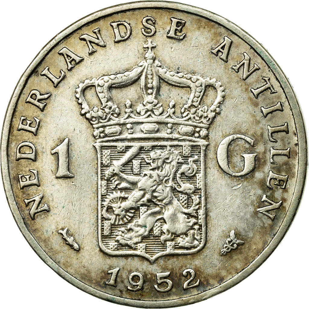 Coin, Netherlands Antilles, Juliana, Gulden, 1952, EF(40-45), Silver, KM:2