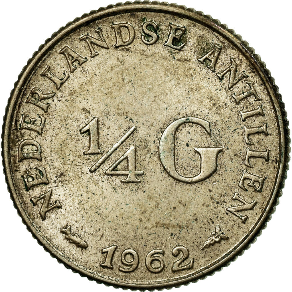Moneta, Antille olandesi, Juliana, 1/4 Gulden, 1962, BB, Argento, KM:4