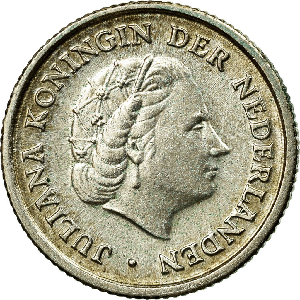 Coin, Netherlands Antilles, Juliana, 1/10 Gulden, 1956, EF(40-45), Silver, KM:3