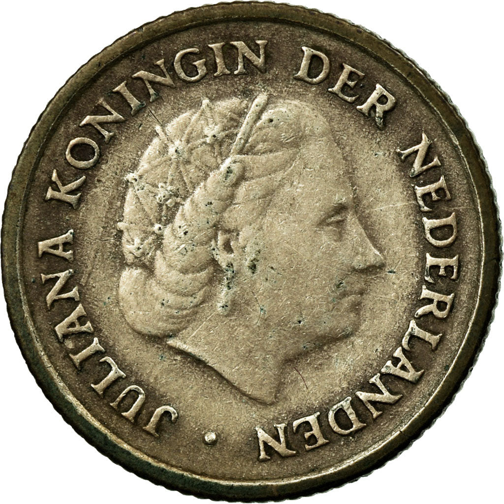 Coin, Netherlands Antilles, Juliana, 1/10 Gulden, 1956, EF(40-45), Silver, KM:3