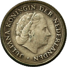 Coin, Netherlands Antilles, Juliana, 1/10 Gulden, 1956, EF(40-45), Silver, KM:3