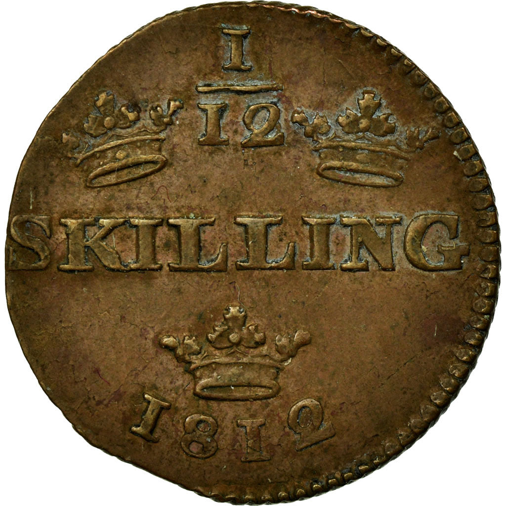 Coin, Sweden, Carl XIII, 1/12 Skilling, 1812, EF(40-45), Copper, KM:584