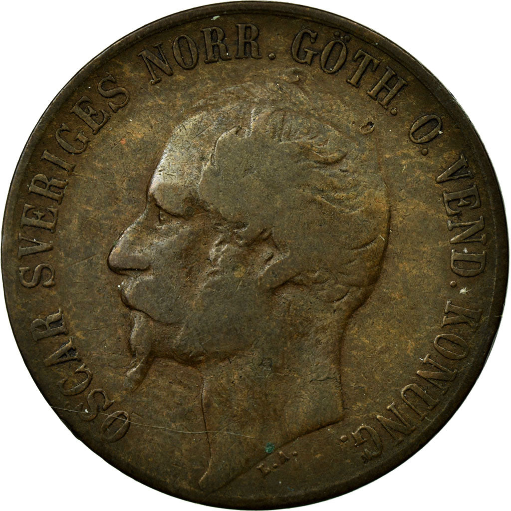 Coin, Sweden, Oscar I, 5 Öre, 1857, VF(20-25), Bronze, KM:690
