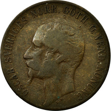 Coin, Sweden, Oscar I, 5 Öre, 1857, VF(20-25), Bronze, KM:690