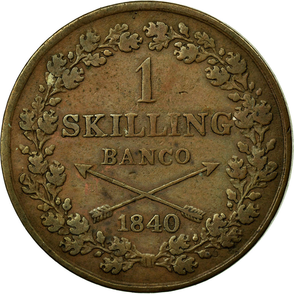 Coin, Sweden, Carl XIV Johan, Skilling, 1840, EF(40-45), Copper, KM:642