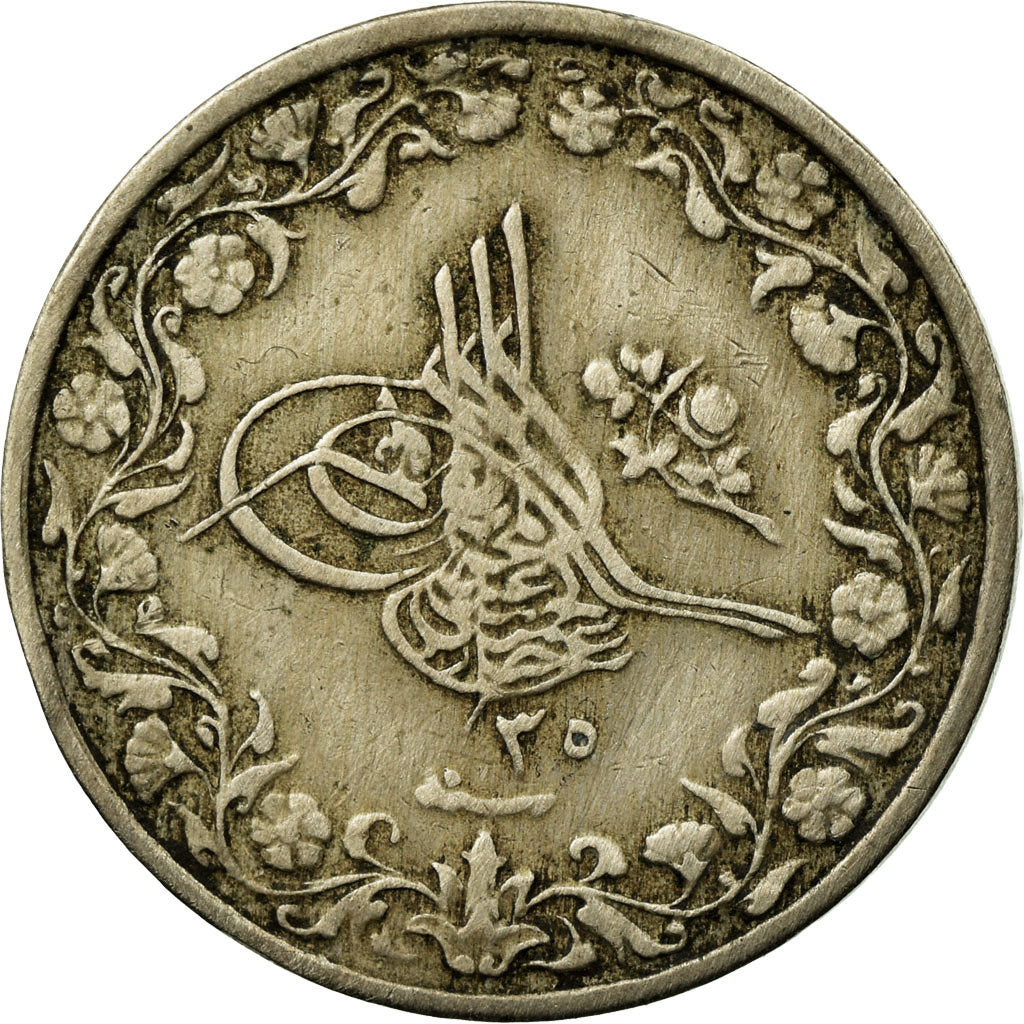 Coin, Egypt, Abdul Hamid II, 2/10 Qirsh, 1904, Misr, EF(40-45), Copper-nickel